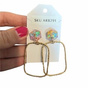 Gold and Iridescent Textured Dangle Earrings